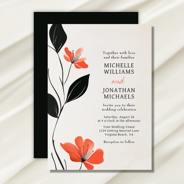 Modern Floral Elegance with Bold Blooms Wedding Invitation (Modern Floral Elegance with Bold Blooms Wedding Invitation)