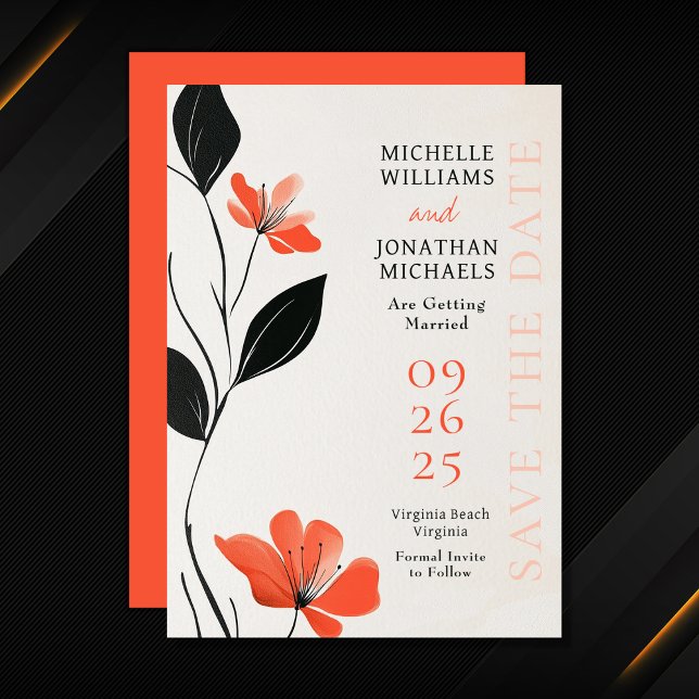 Modern Floral Elegance with Bold Blooms Wedding Save The Date (Modern Floral Elegance with Bold Blooms Wedding Save The Date)