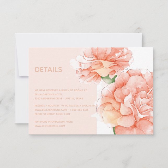 Modern Floral Elegant Wedding Details Invitation (Front)