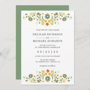 Modern Floral Elegant Wedding Invitation