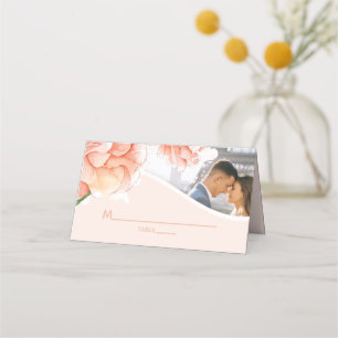 Modern Floral Elegant Wedding Photo Place Card