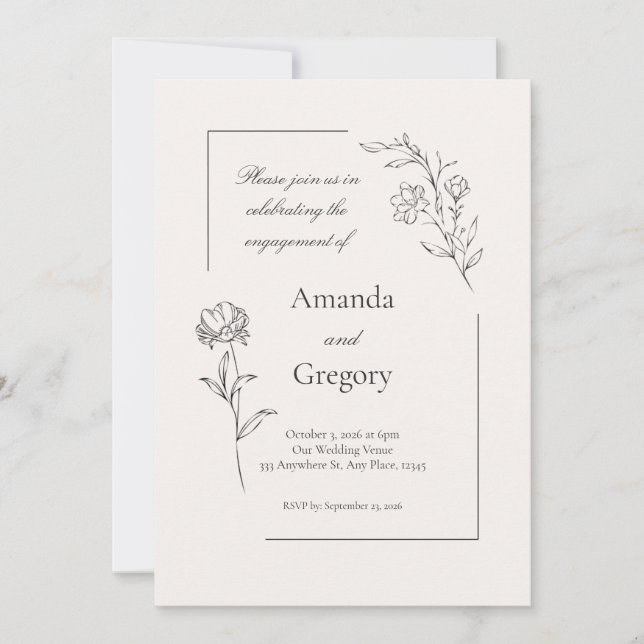 Modern Floral Engagement Party Wedding Invitation (Front)