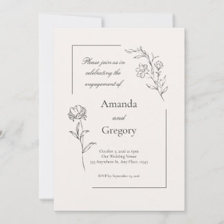 Modern Floral Engagement Party Wedding Invitation