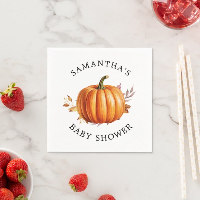 Modern Floral Fall Baby Shower  Napkin (Insitu)