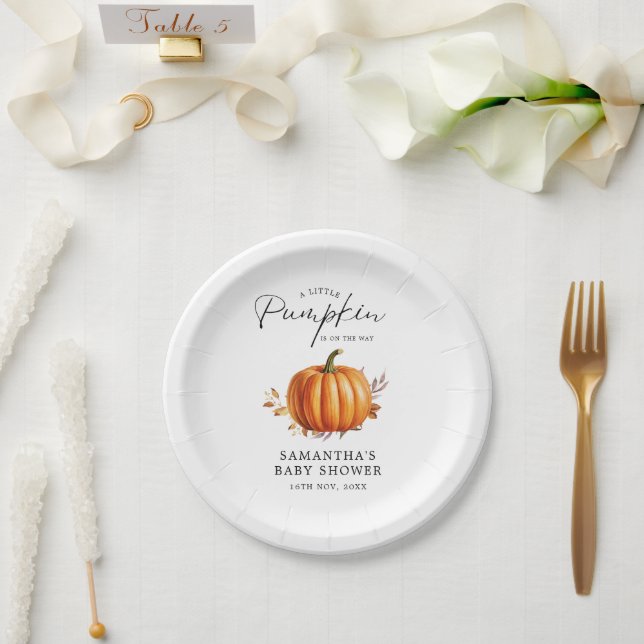 Modern Floral Fall Baby Shower  Paper Plate (Wedding)