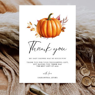 Modern Floral Fall Baby Shower Thank You Card