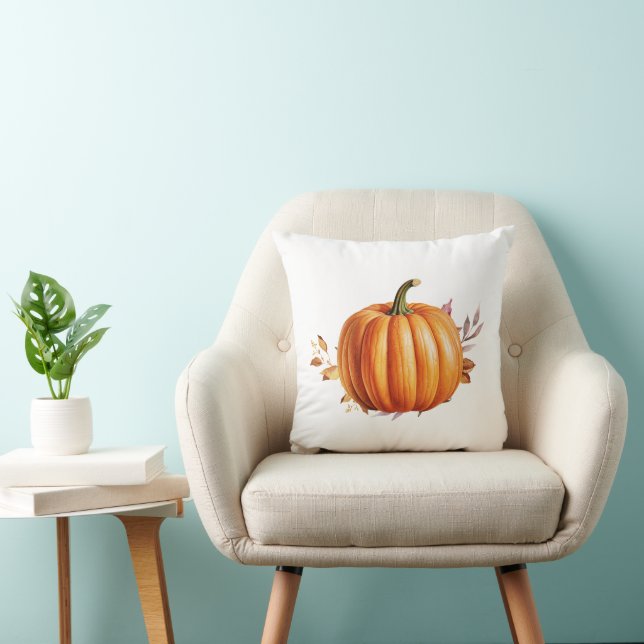 Modern Floral Fall Pumpkin Cushion (Chair)