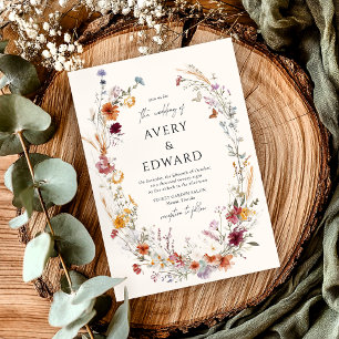 Modern Floral Fall Wedding Rustic Boho Invitation