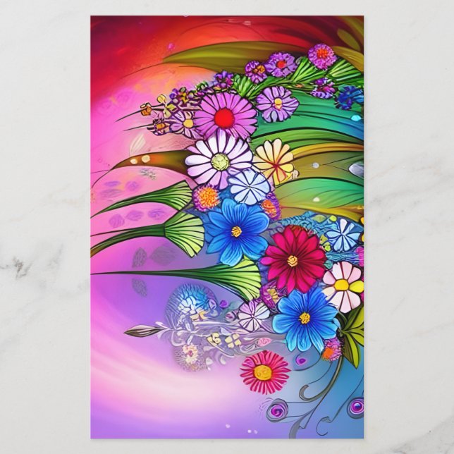 Modern Floral Flower Pattern Decoupage Craft Paper (Front)