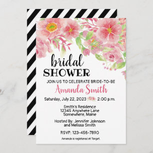 Modern Floral Flowers Bridal Shower Invitation