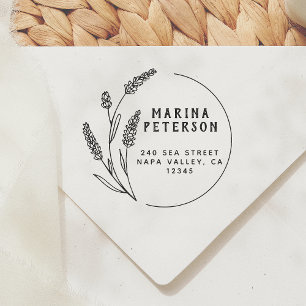 Modern Floral Frame Name Surname Return Address Self-inking Stamp