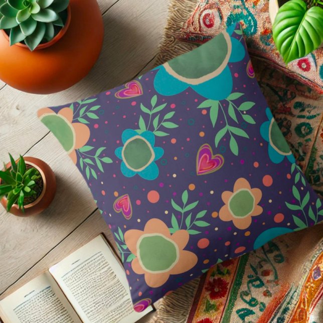 Modern Floral Fun Colourful Trendy Inspirivity Cushion (Creator Uploaded)