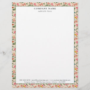 Modern Floral Garden Pattern Company Name Details Custom Letterhead