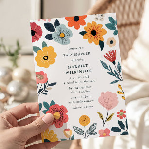 Modern Floral Gender Neutral Baby Shower Invitation