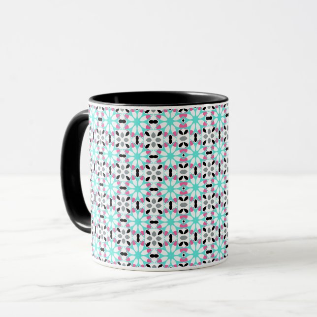 Modern Floral Geometric Mug (Front Left)