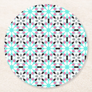 Modern Floral Geometric Round Paper Coaster