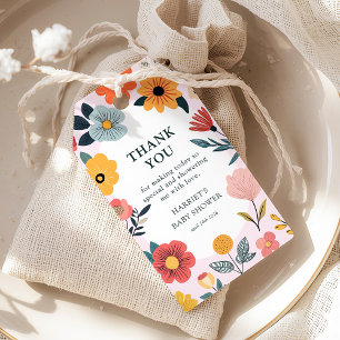 Modern Floral Girl Baby Shower Favor Gift Tags