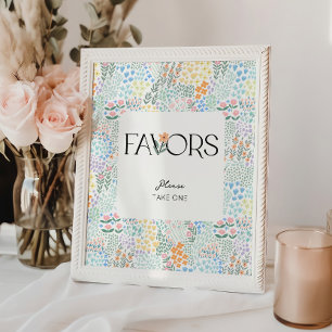 Modern Floral Girl Baby Shower Favors Sign