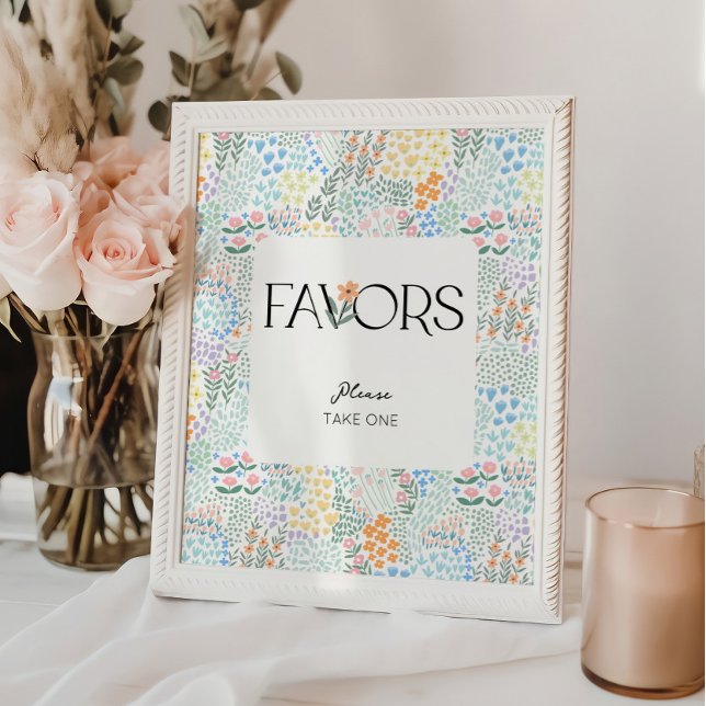 Modern Floral Girl Baby Shower Favours Sign (Creator Uploaded)