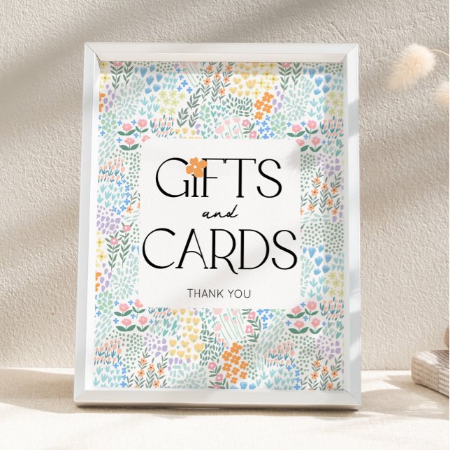Modern Floral Girl Baby Shower Gifts and Card Sign (Creator Uploaded)