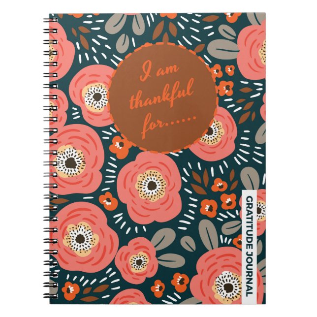 Modern Floral Girly Gratitude Journal Notebook (Front)