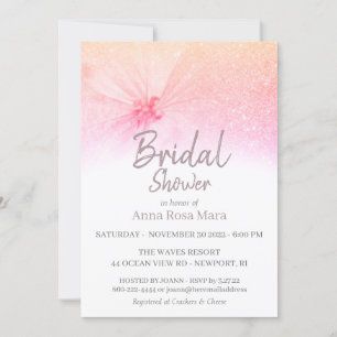 *~* Modern Floral Glitter Pastel Bridal Shower Invitation