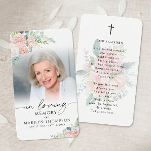 Modern Floral God's Garden Photo Prayer Card