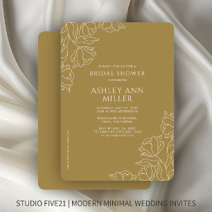 Modern Floral Gold Wedding Bridal Shower Invitation