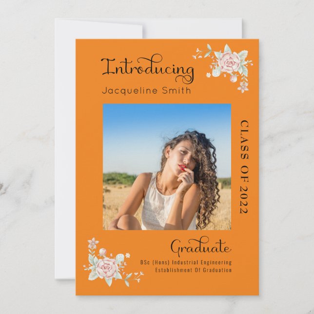 Modern Floral Graduation 2022 Photo Invitation (Front)