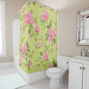 Modern Floral Green Rose Shower Curtain