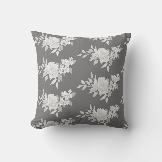 Modern Floral Grey Cushion (Front)