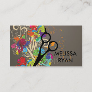 modern floral hairstylist hair stylist salon business card