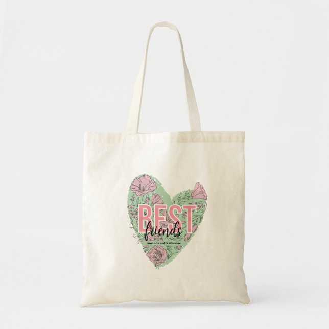 Modern Floral Heart  Tote Bag (Front)