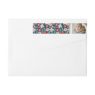 Modern Floral Holiday Wrap Around Label