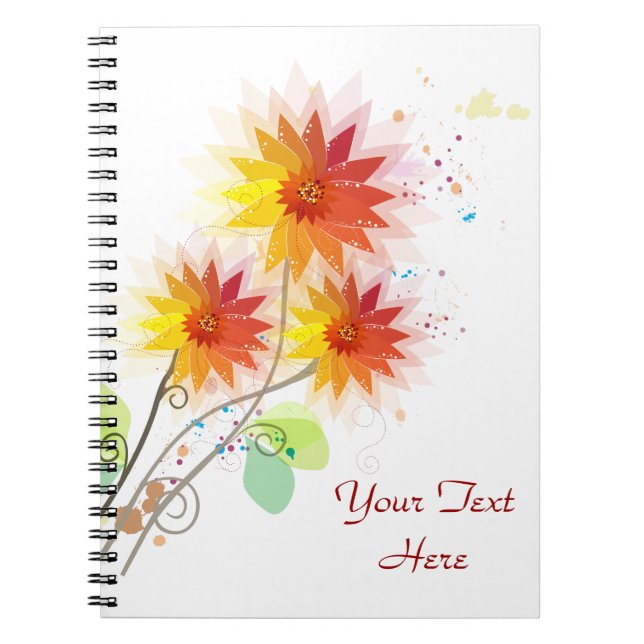 Modern Floral Illustration Spiral Notebook (Front)