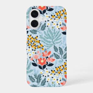 Modern Floral in Blue iPhone 16 Case