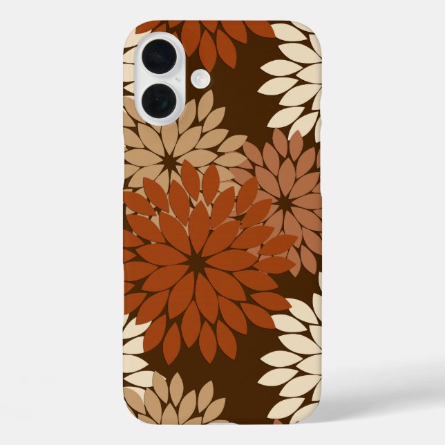 Modern Floral Kimono Print, Chocolate Brown Case-Mate iPhone Case (Back)