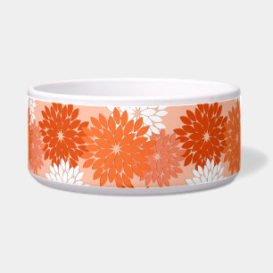 Modern Floral Kimono Print, Coral Orange on Peach