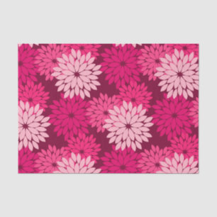 Modern Floral Kimono Print, Coral Pink & Burgundy Tissue Paper