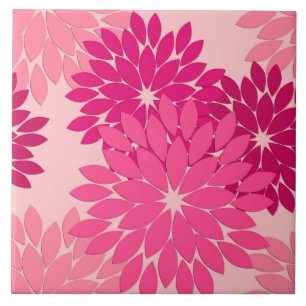 Modern Floral Kimono Print, Coral Pink Tile