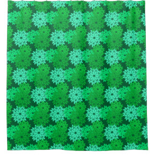 Modern Floral Kimono Print, Emerald and Jade Green Shower Curtain