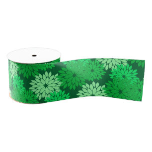 Modern Floral Kimono Print, Lime Green Grosgrain Ribbon