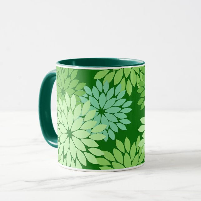 Modern Floral Kimono Print, Lime Green Mug (Front Left)