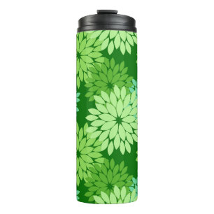 Modern Floral Kimono Print, Lime Green Thermal Tumbler