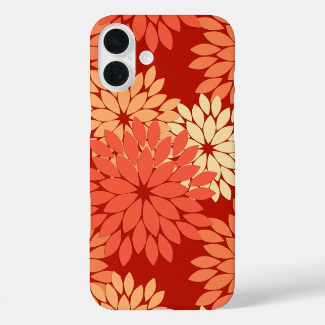 Modern Floral Kimono Print, Mandarin Orange Case-Mate iPhone Case (Back)