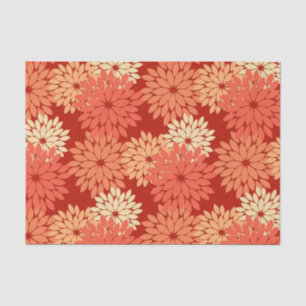Modern Floral Kimono Print, Mandarin Orange Tissue Paper