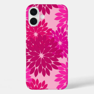 Modern Floral Kimono Print, Pink, Fuchsia and Wine iPhone 16 Plus Case