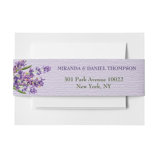 Modern Floral Lavender Purple and White Foliage Invitation Belly Band (Front Example)