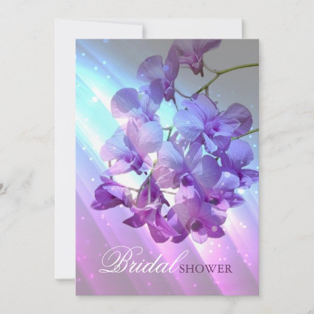 modern floral lilac purple orchid bridal shower invitation (Front)