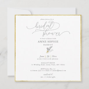 Modern Floral Lily Valley Gold May Bridal Shower Invitation